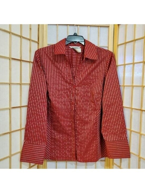 Fred David Tops - Fred David Striped Red Black Metallic Shirt 22/24W